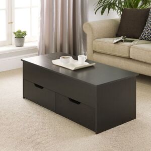 Black Wooden Coffee Table With Lift Up Top and 2 Large Storage Drawers Bruges Black