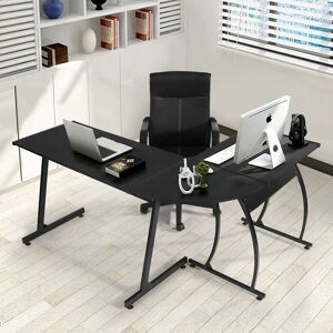 GR8 HOME Black Wooden l Shape Computer Desk Home Office Workstation Corner Laptop Table - Black