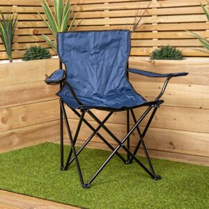 Samuel Alexander - Blue Folding Canvas Camping / Festival / Outdoor Chair with Arms and Cup Holder