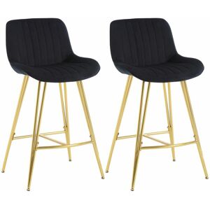 WAHSON OFFICE CHAIRS Breakfast Bar Stools Set of 2 Velvet Kitchen Counter Stools Modern Bar Chairs for Kitchen Island, Black