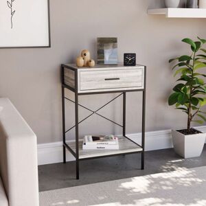 HOME DISCOUNT Brooklyn 1 Drawer Console Table Hallway Living Room Shelf Display Iron Legs, Grey