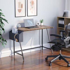 Home Discount - Brooklyn Computer Desk Small pc Laptop Table With Storage Basket Storage Home Office Study, Dark Wood