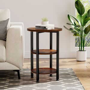 WARMIEHOMY Brown 3 Tier Vintage Wooden Side Table