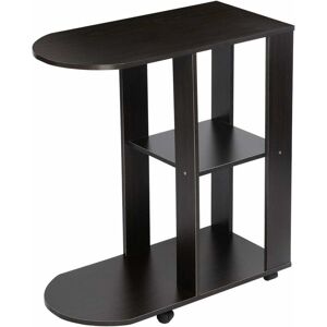 Niceme - C-Shaped Mobile End Table for Living Room, Side Table with Shelves Storage, Small Narrow Side Table with Wheels (Black)