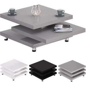 New York Coffee Table 60x60/72x72cm High Gloss Modern 360° Turn Design 72x72cm - Grau (de) - Casaria