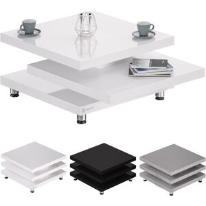 New York Coffee Table 60x60/72x72cm High Gloss Modern 360° Turn Design 72x72cm - Weiß (de) - Casaria