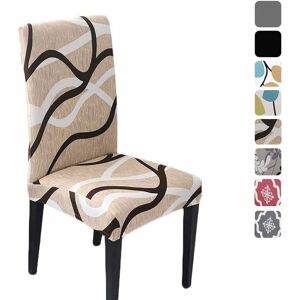 LANGRAY Chair Covers Slipcover Chair Cover Cream Washable Softness for 4 PCs Elastic Installation Chair Protector (Khaki, 4 pcs)