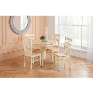 BIRLEA Chatsworth Round Extending Dining Table With 4 Chairs