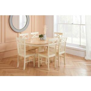 BIRLEA Chatsworth Round Extending Dining Table With 6 Chairs