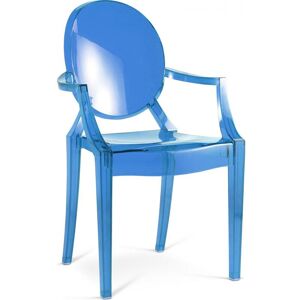 Privatefloor - Children Armchair Louis XiV Design Transparent Blue transparent pc, pp - Blue transparent