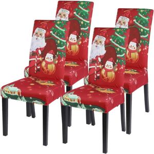 AOUGO Christmas Stretch Chair Covers Set of 4 - Modern Elastic Chair Covers - Chair Decor for Universal Fit