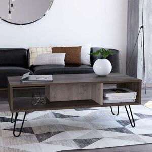 MELROSE Coffee Table Open Under Storage Shelf Living Room Furniture Two Tone Grey Oak - Grey