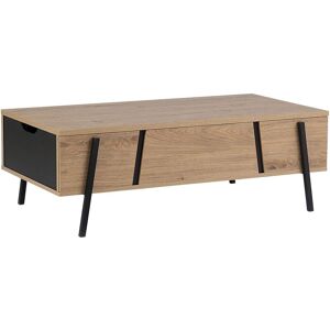 BELIANI Rectangular Coffee Table with Storage Dark Wood Lift Top Metal Legs Blackpool - Light Wood