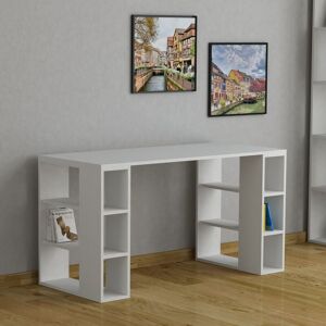 Decortie - Colmar Modern Desk White With Bookshelf Legs Width 140cm - White