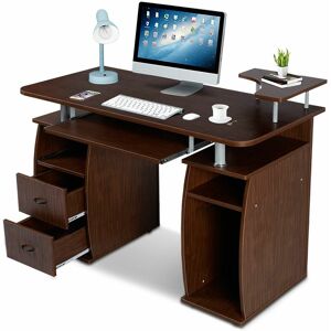 Costway - Computer Desk Home Office Workstation with 2 Drawers & Storage Compartments