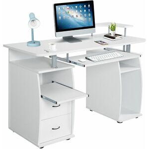 Costway - Computer Desk Home Office Workstation with 2 Drawers & Storage Compartments