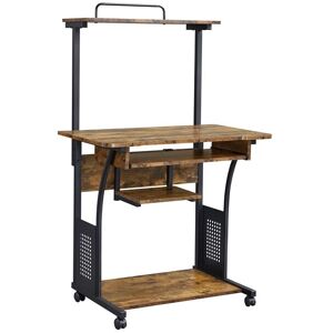 Yaheetech Computer Desk PC Table With Shelves, Rustic Brown