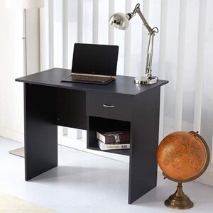 RAYGAR Computer Desk with Drawer and Open Storage Space - Black