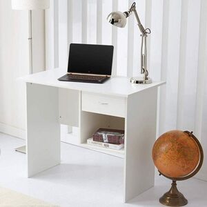 RAYGAR Computer Desk with Drawer and Open Storage Space - White