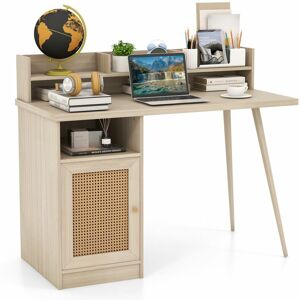 Costway - Computer Desk Writing Study Desk Workstation Table w/ Storage Cabinet & Hutch