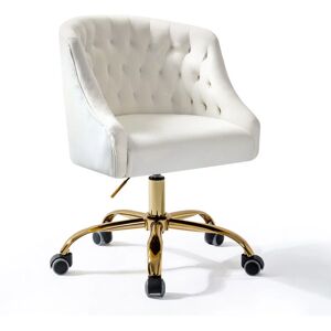 Hulala Home - Swivel Office Velvet Desk Rolling Chair Gold Metal Legs Wheel Adjustable Mid Back Comfy Computer Large Chairs with Back Support for