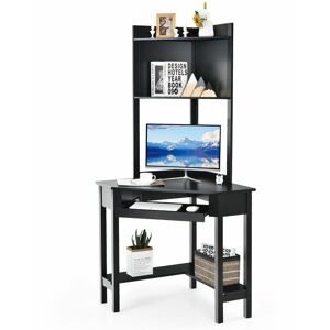 Costway - Corner Computer Desk w/ Hutch Space-saving Study Workstation Top Shelf Storage