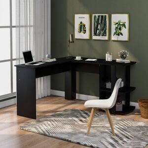 Abrihome - Corner Desk for Home Office L-Shaped Desk Gaming Desk Large Computer Desk Study Gaming Table Workstation, Easy to Assemble (Black)