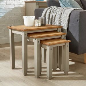 Grey Pine Nest of Tables Set of 3 Occasional Coffee Side Table Mexican - Grey - Corona