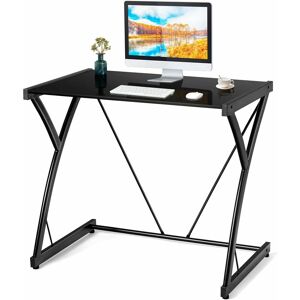 Costway - Computer Desk,80 x 50 x 71cm,Modern pc Laptop Table Writing Workstation with Tempered Glass Top, Z-Shaped Steel Frame Simple Working Gaming