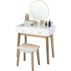 Costway - Dressing Table Set with led Lights and Mirror,80 x 40 x 133cm,Detachable Makeup Dresser Table Stool, Home Bedroom Vanity Cosmetic Furniture