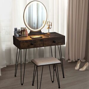 Costway - Dressing Table Set, Industrial Cosmetics Dresser with Detachable led Mirror and Makeup Box, Home Furniture Bedroom Makeup Vanity Table