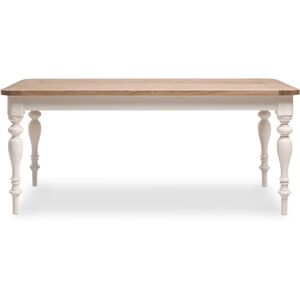 PRIVATEFLOOR Country style wooden dining table for 8 people White Solid Oak, Birchwood, Wood - White