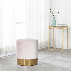 Life Interiors - Darlington velvet Pouffe, Velvet Upholstered, Modern Round Pouffe, Bedroom & Living Room Furniture, Light Pink - Baby Pink