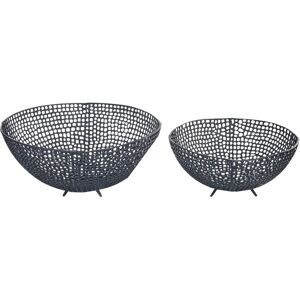 BELIANI Decorative Metal Accessories Bowl Openwork Round Dish Black Krukut - Black