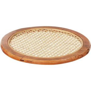 BELIANI Decorative Tray Boho Trinket Jewellery Dish Woven Natural Rattan Viennese Braid Ash Wood Light Camorta - Beige