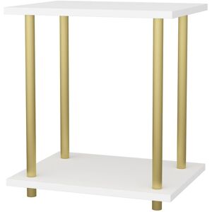 Decorotika - Bristol Side Table Coffee Table for Living Room and Office - Gold and White - Gold and White