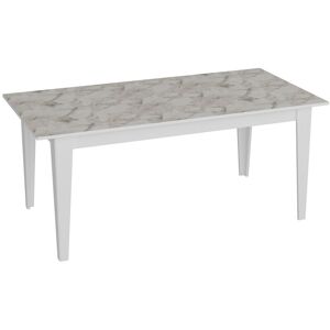 Polka Marble Effect Modern Dining Table for Living Room and Kitchen - White Marble Effect and White - Decorotika