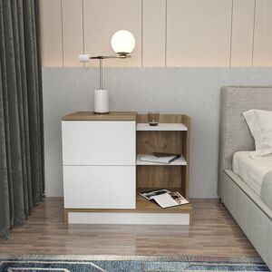 Rena Nightstand Table End Table Bedside Table - White Walnut - White and Walnut - Decorotika