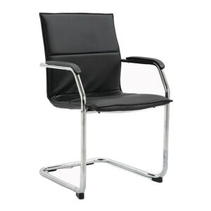 NETFURNITURE Derba Black Leather Cantilever Office Or Home Chair Chrome Frame - Black