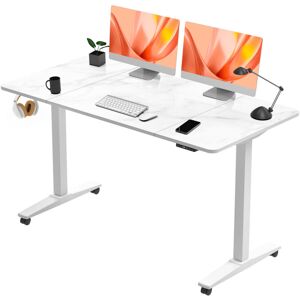 Devoko - Height Adjustable Electric Standing Desk, 140 70cm Stand up Table White-White - white