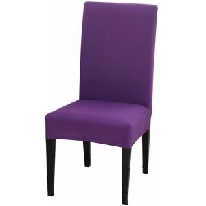 LANGRAY Dining Chair Covers High Back Polyester Spandex Elastic Dining Chair Slipcovers Protector Kitchen Chair Seat Covers, Washable & Removable (Purple,