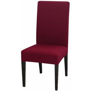 LANGRAY Dining Chair Covers High Back Polyester Spandex Elastic Dining Chair Slipcovers Protector Kitchen Chair Seat Covers, Washable & Removable (Wine Red,