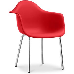 PRIVATEFLOOR Dining chair Daxi Scandi Style Premium Design Red Steel, pp - Red