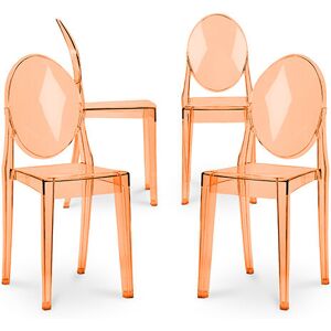 PRIVATEFLOOR X4 Dining Chair Victoria Queen Design Transparent Orange transparent pc, pp - Orange transparent