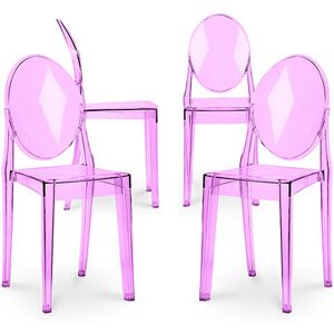 PRIVATEFLOOR Pack of 4 Dining Chairs Transparent - Victoria Queen Purple transparent PC, PP - Purple transparent