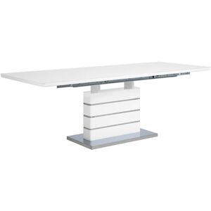 Beliani - High Gloss Dining Table Kitchen Table Pedestal Extending Tempered Glass White Hamler - White