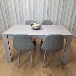 KOSY KOALA Dining Table and 4 Chairs Grey 4 Grey Leather Chairs Wood Dining Set Furniture - Grey