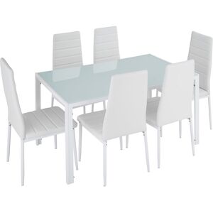 Tectake - Dining table and chairs Brandenburg 6+1 set - dining room table and chairs, dining table and 6 chairs, kitchen table and chairs