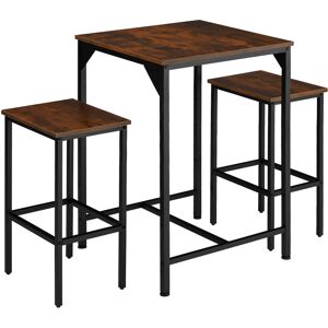 Tectake - Dining table and chairs Inverness - bar stools, dining table set, bar table - Industrial wood dark, rustic - Industrial wood dark, rustic