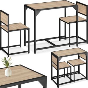 Tectake - Dining table and chairs Milton - bistro set, dining table set, seating group - industrial wood light, oak Sonoma - industrial wood light,